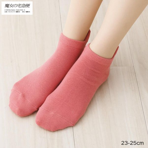 宮崎駿 魔女宅急便 素色系列 短襪/船型襪～粉色/吉吉 