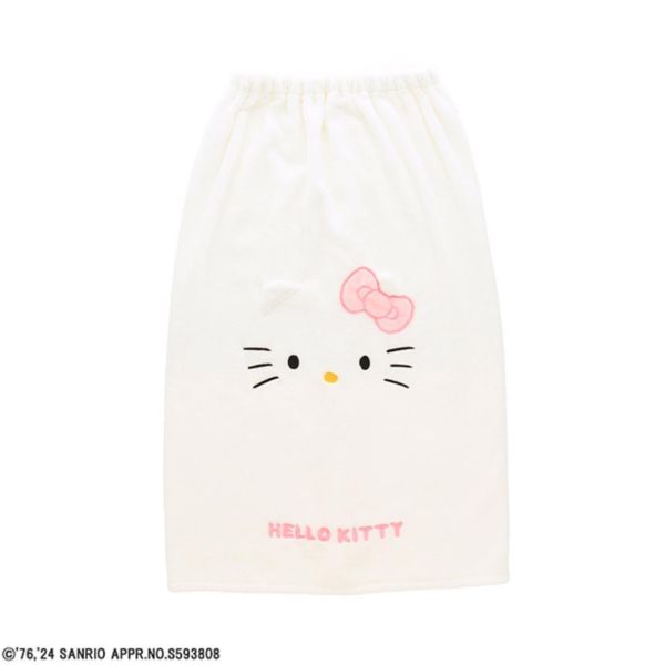 三麗鷗 Hello Kitty 毛巾布材質 帶扣子 浴巾 