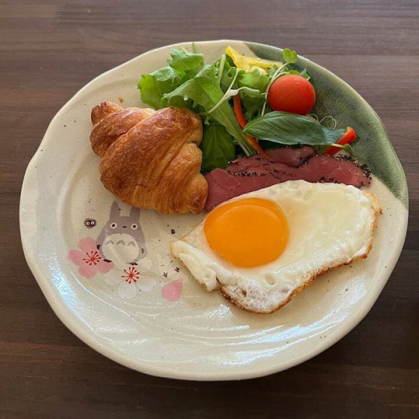 『日本製』龍貓 美濃燒瓷盤L-和風櫻花 