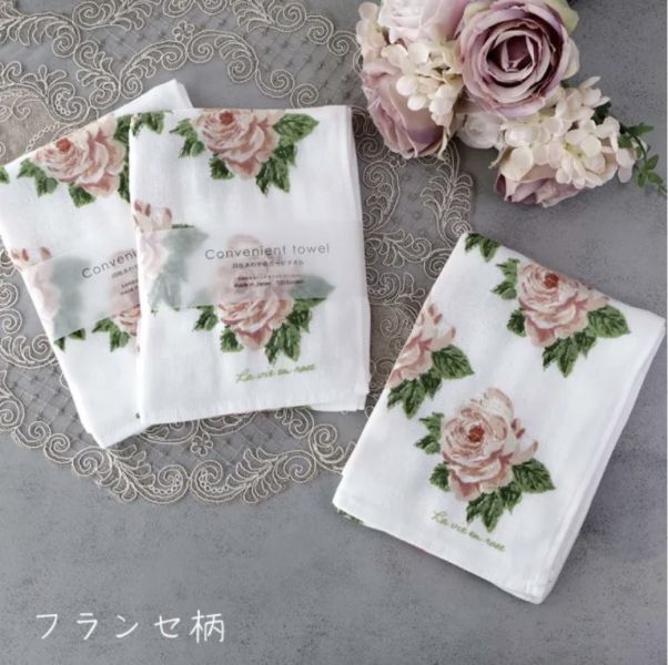 『日本製』玫瑰/薔薇系列 四層紗 長毛巾/紗布毛巾 台南好玩.日本商品.日本正版.日本代購.日本雜貨.龍貓娃娃.宮崎駿周邊商品.魔女宅急便.神隱少女.無臉男.霍爾移動城堡.波妞.史努比.角落生物.拼圖.Peko牛奶妹.迪士尼