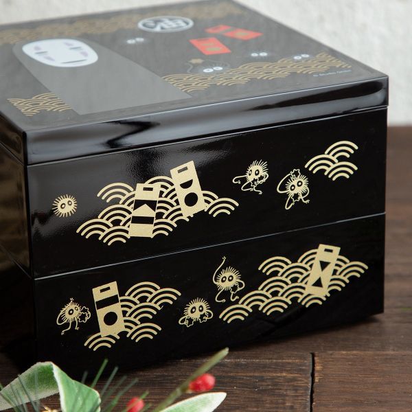 『日本製』宮崎駿 神隱少女-無臉男 漆器2層構造 便當盒 