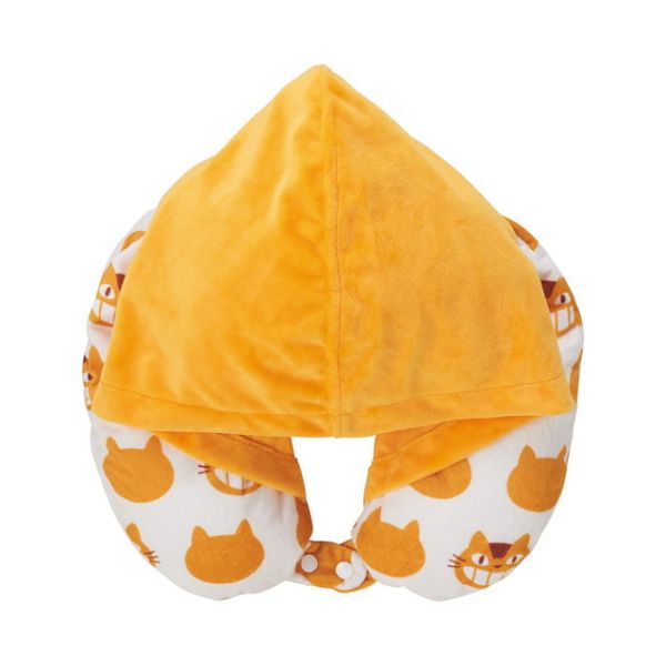 吉卜力 龍貓 貓巴士 造型兩用連帽頸枕/小抱枕 