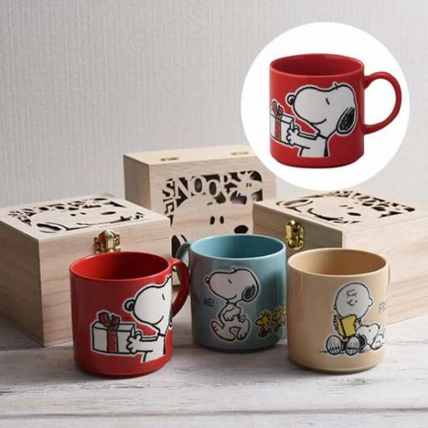 『日本製』PEANUTS史努比 馬克杯＋木盒-米色 台南好玩.日本商品.日本正版.日本代購.日本雜貨.龍貓娃娃.宮崎駿周邊商品.魔女宅急便.神隱少女.無臉男.霍爾移動城堡.波妞.史努比.角落生物.拼圖.Peko牛奶妹.迪士尼