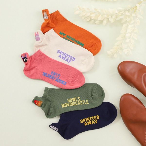 宮崎駿 魔女宅急便 素色系列 短襪/船型襪～粉色/吉吉 