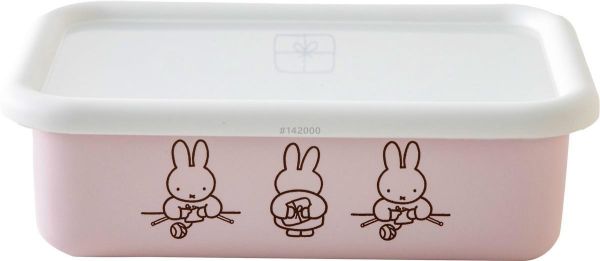 Miffy 米菲兔 富士琺瑯 方形淺型保鮮盒-粉紅色 