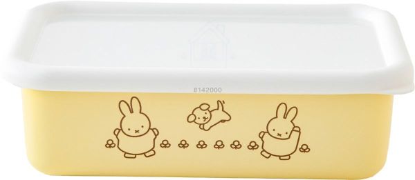 Miffy 米菲兔 富士琺瑯 方形淺型保鮮盒-鵝黃色 
