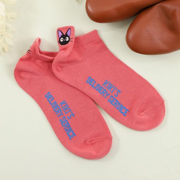 宮崎駿 魔女宅急便 素色系列 短襪/船型襪～粉色/吉吉 