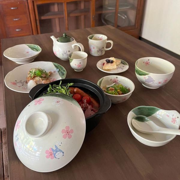 龍貓 美濃燒土鍋6號-和風櫻花