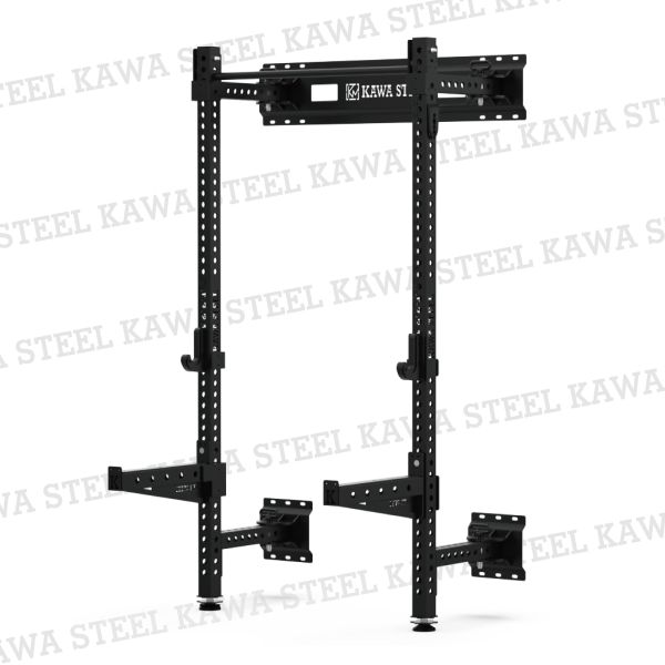 Kawa Steel Wall Mounted Folding Rack 可折疊深蹲架.鎖壁折疊重訓架,蹲舉架,龍門架,深蹲重訓架,台灣製,中鋼鋼材,運動健身規畫採購安裝,硬舉,臥推,舉重,地雷管