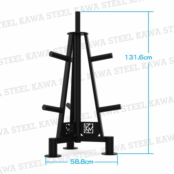 Kawa Steel Weight Plate Triangle Rack 槓片塔,彩膠鑄鐵配重車輪槓片收納放置架,50mm孔徑用,台灣製,中鋼鋼材,運動健身規畫採購安裝,重訓體育室