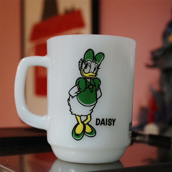 1970s Fire King 唐老鴨與黛西馬克杯組 Fireking, mug ,donaldduck , daisy,牛奶玻璃,唐老鴨,黛西,馬克杯,老杯,老物,迪士尼,disney,禮物,pepsi,百事可樂,咖啡杯