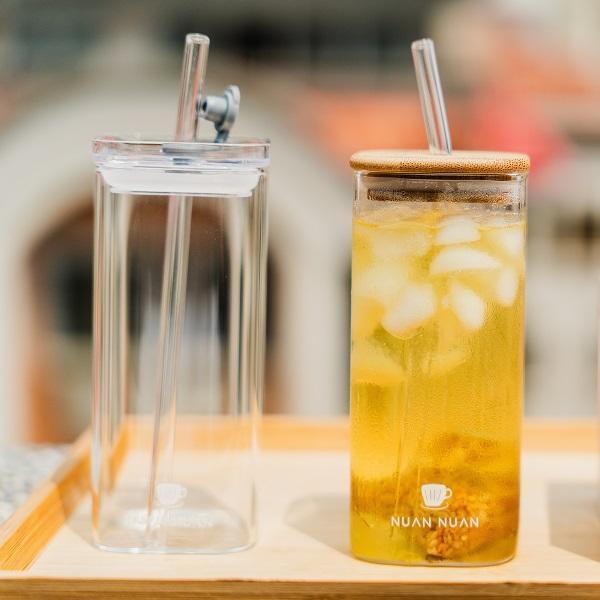 【贈品】質感玻璃方形吸管水瓶400ML 