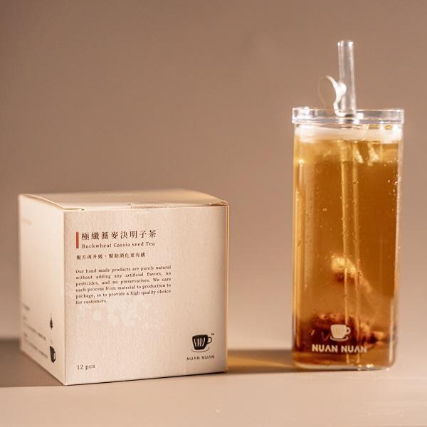 【消化有感】極纖蕎麥決明子茶 - 12入 蕎麥茶、無咖啡因茶、決明子茶、三角立體茶包、天然穀物茶