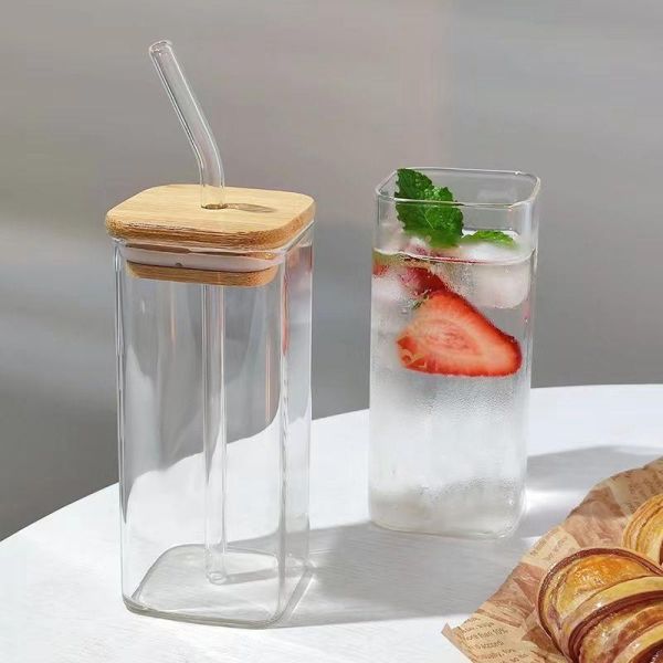 【贈品】質感玻璃方形吸管水瓶400ML 