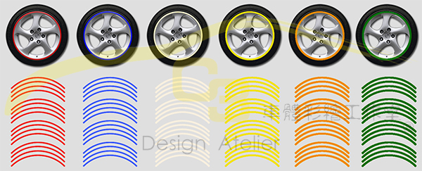 汽車 反光 輪圈貼 寬1cm 汽車,反光,輪圈,輪框,鋼圈,貼紙,輪胎,發光條,輪轂,飾貼 反光貼,18吋~20吋,寬 1cm