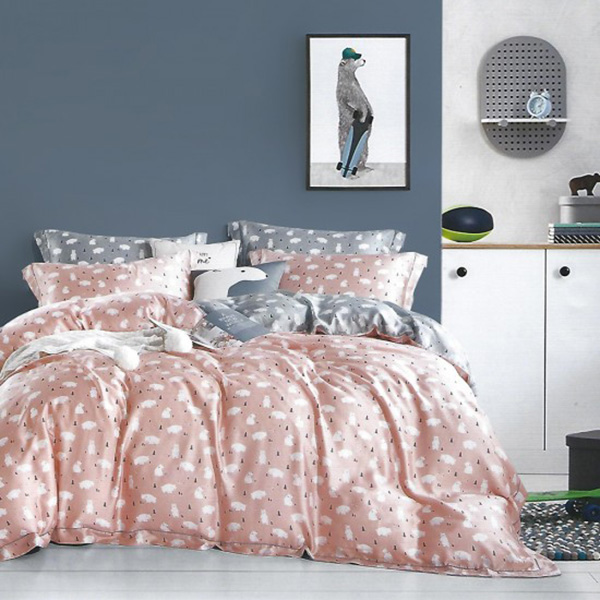 LAMINA  單人 海鹽系女生-粉 100%萊賽爾天絲枕套床包組 100%萊爾賽天絲,枕套床包組,台灣製造,單人