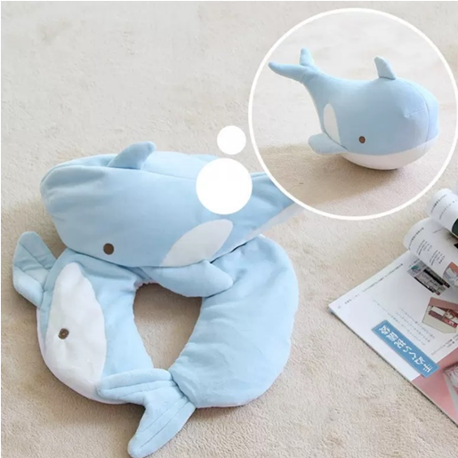 LAMINA動物系兩用午安x頸枕-藍鯨魚 
