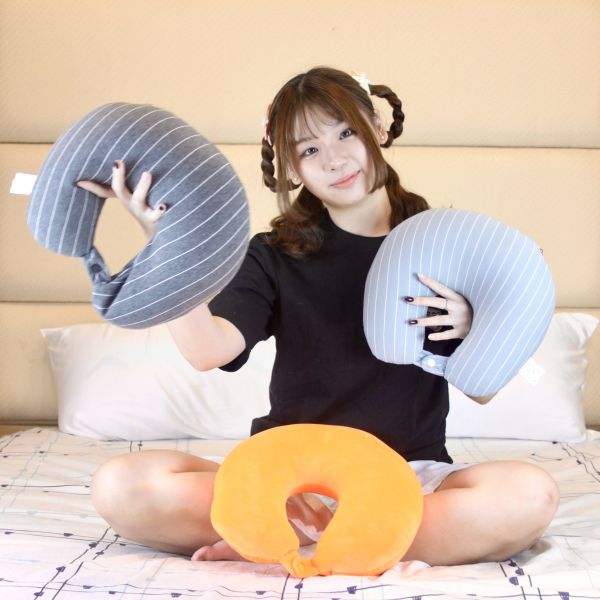LAMINA 風格條紋兩用午安枕x頸枕-黑-1入 午安枕/頸枕,填充,枕頭,風格條紋兩用午安枕x頸枕
