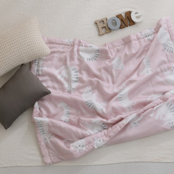 LAMINA  天絲兒童涼被 / 空調被3.5X4尺-慵懶貓咪-粉 