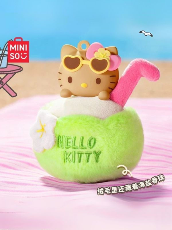 現貨 盲盒 MINISO 三麗鷗 HELLO KITTY 夏日黑皮毛絨香薰 