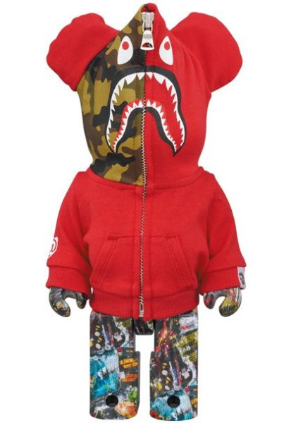 BE@RBRICK BAPE(R) LEGACY CAMO SHARK GRAY／RED／NAVY 100％ & 400％ 3 PCS SET 1000％ 