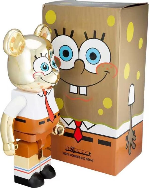 廠商特價 BE@RBRICK SPONGEBOB 海綿寶寶 GOLD CHROME 電鍍金色 1000% 