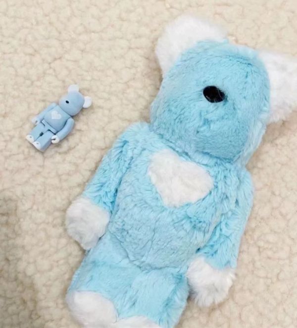 BE@RBRICK Valmuer Blue 100% & 400% 絨毛 愛心 