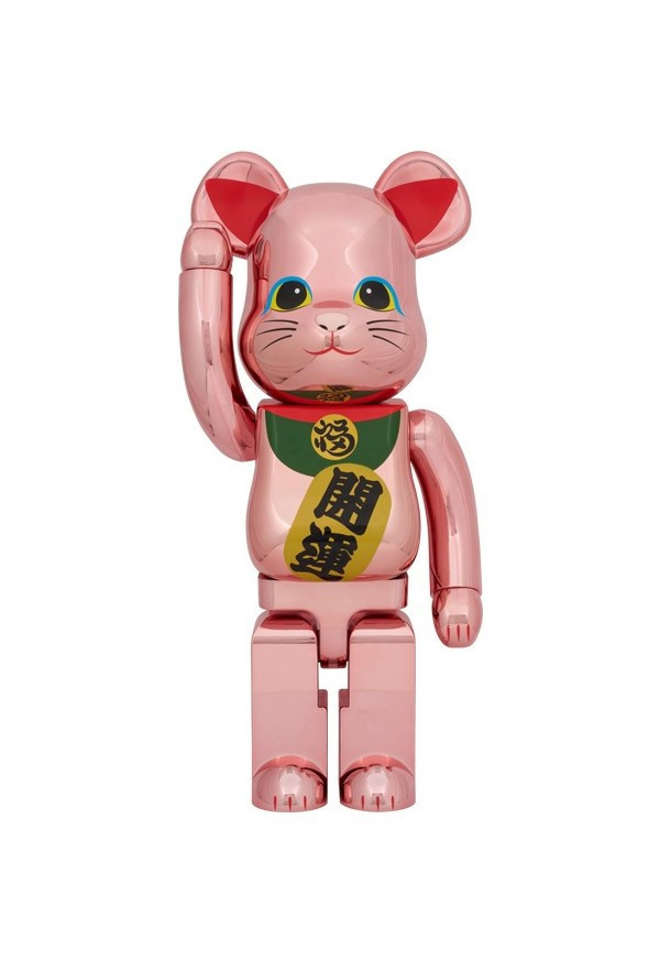 BE@RBRICK 庫柏力克熊 招き猫 開運 弐 桃金メッキ 1000％ 招財貓 