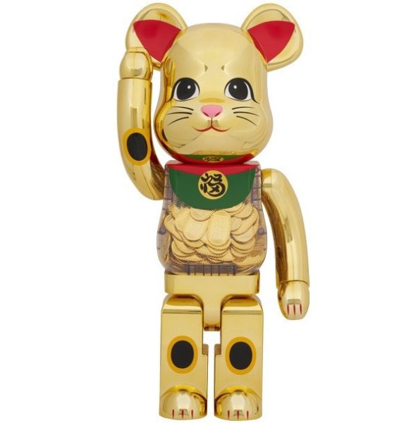 BE@RBRICK 庫柏力克熊 招き猫 小判 開運 弍 金メッキ 1000％ 金幣招財貓 