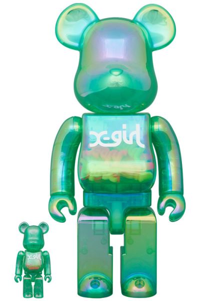 BE@RBRICK｜ X-girl ｜CLEAR GREEN Ver. ｜100％ & 400％｜