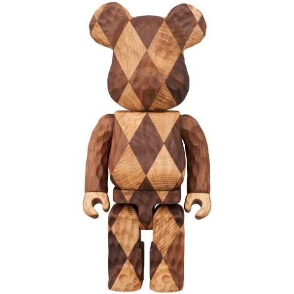 BE@RBRICK カリモク fragmentdesign carved wooden-LATTICE PATTERN 400％ 木頭 