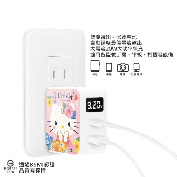 三麗鷗 Hello Kitty PD 快充充電器 花花公主 