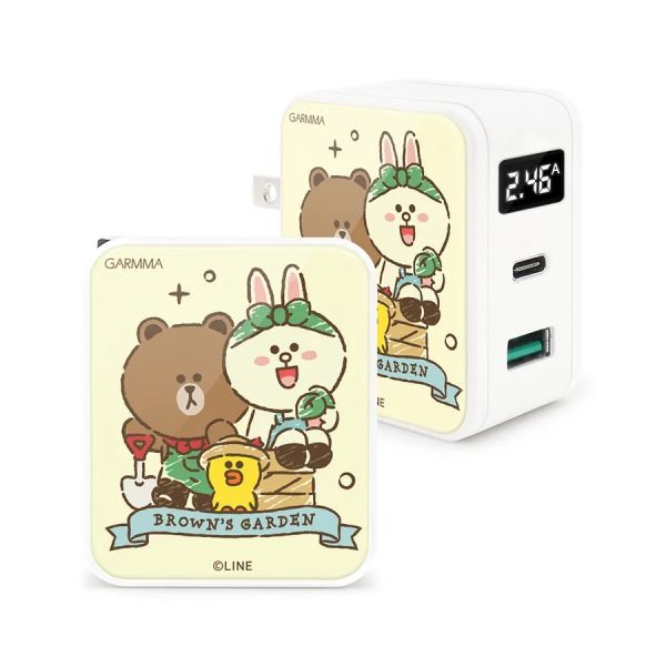 LINE FRIENDS Type-C & USB PD快充雙孔充電器 花園夥伴 