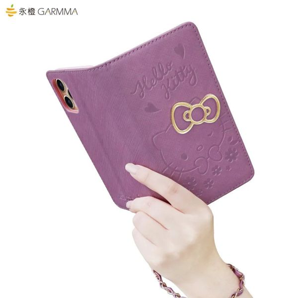 三麗鷗 Hello Kitty iPhone 11系列 側掀皮套-戀愛紫 