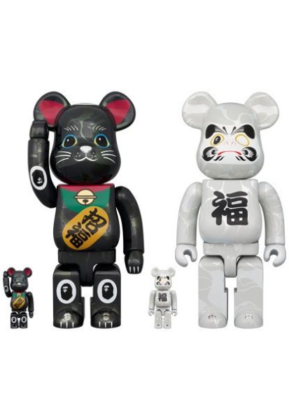 BE@RBRICK BAPE(R) 招財猫 黒／達磨 白 100％ & 400％ 