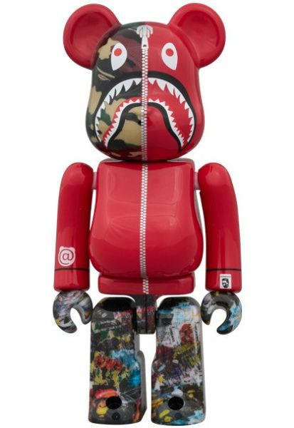 BE@RBRICK BAPE(R) LEGACY CAMO SHARK GRAY／RED／NAVY 100％ & 400％ 3 PCS SET 1000％ 