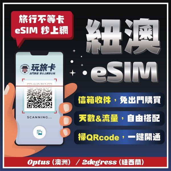 【紐澳eSIM】掃碼立刻上網/澳大利亞optus / 紐西蘭TNZ（spark） /3-30天高速上網/免翻牆/4G無限上網 ESIM,中國網卡,中國吃到飽,大陸網卡,高速上網,香港網路卡,香港sim卡,澳門網路卡