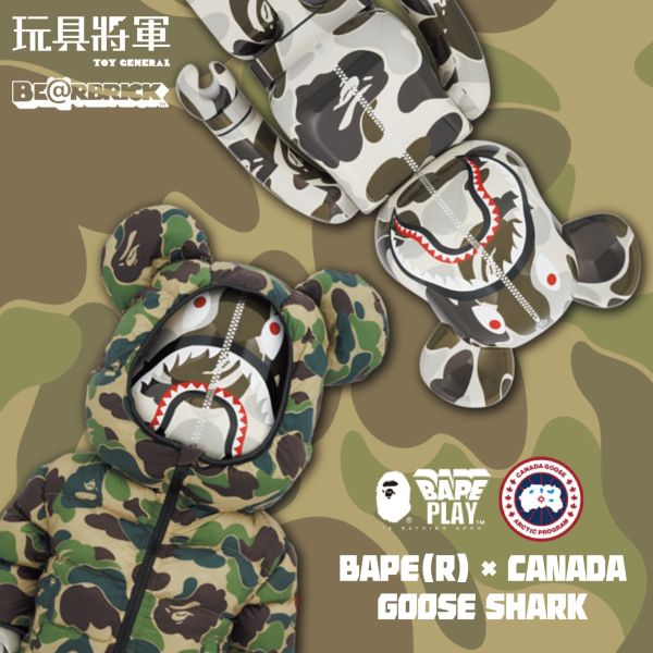 BE@RBRICK 庫柏力克熊 1000％ 600％ BAPE(R) × CANADA GOOSE SHARK 0229 