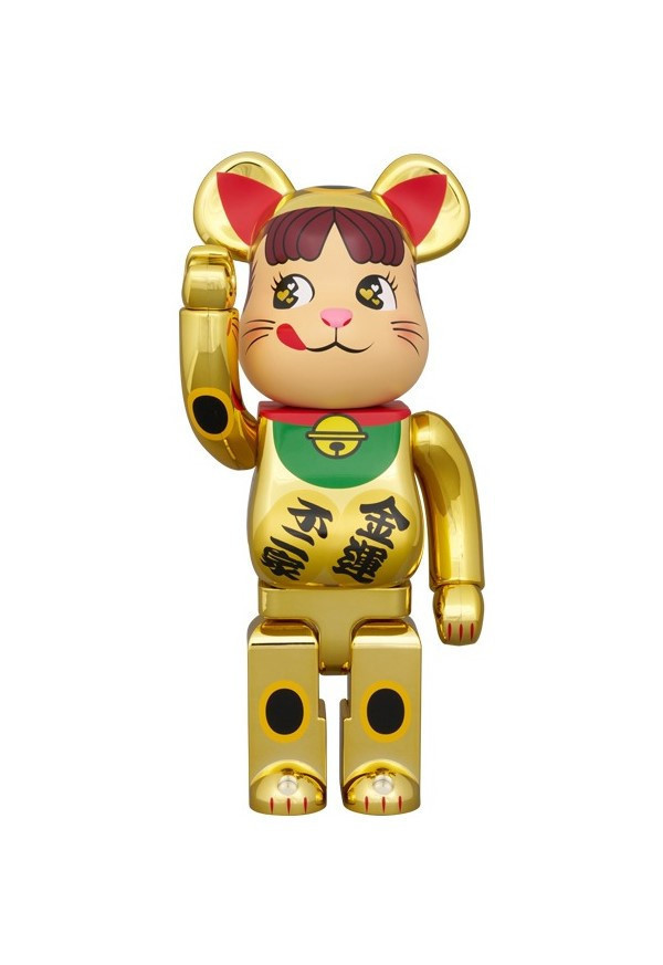 BE@RBRICK 庫柏力克熊 招き猫 ペコちゃん 金運 ダブル小判 金メッキ 100％ & 400％ 不二家 招財貓 