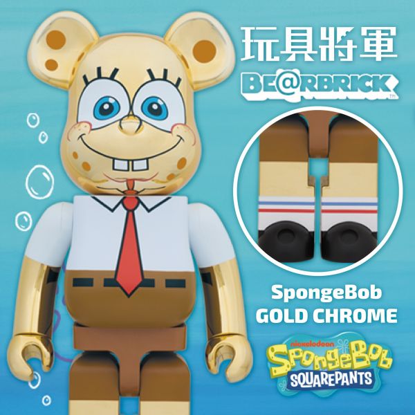 廠商特價 BE@RBRICK SPONGEBOB 海綿寶寶 GOLD CHROME 電鍍金色 1000% 