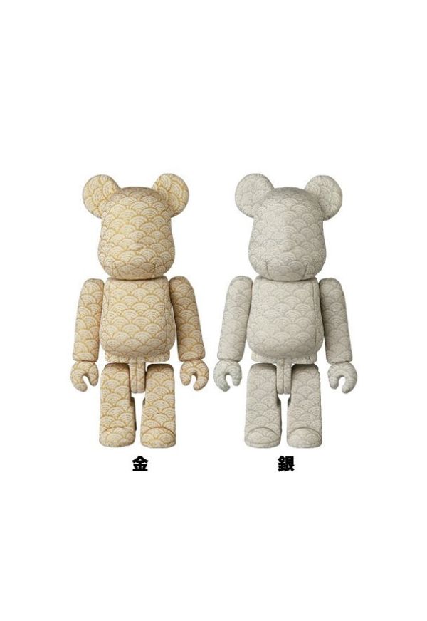 BE@RBRICK 庫柏力克熊 木目込みBE@RBRICK 青海波 金／青海波 銀 