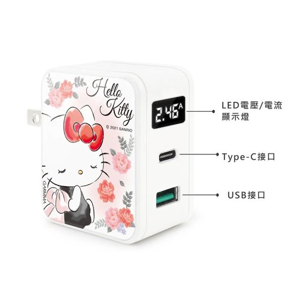 三麗鷗 Hello Kitty PD 顯示型充電器 Kitty的祕密花園 