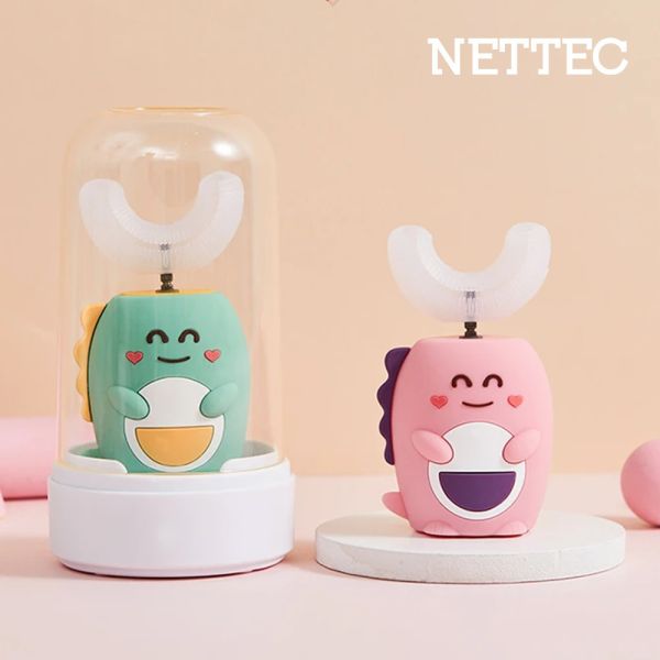 【NETTEC】恐龍造型兒童電動牙刷(附一般刷頭+U型刷頭) 