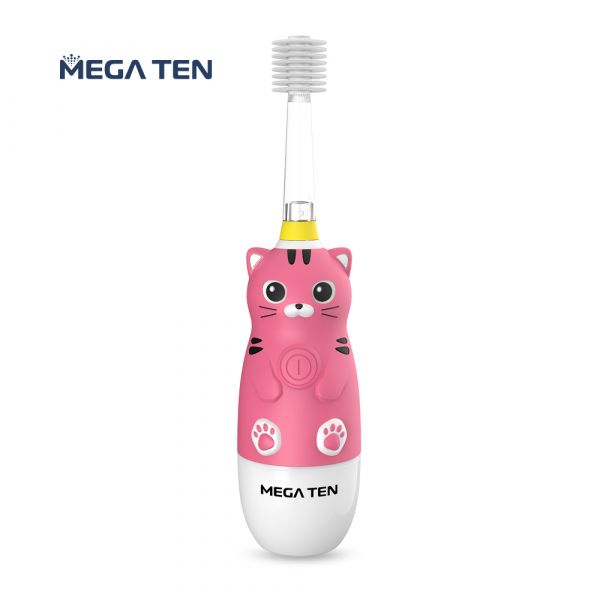 【VIVATEC】MEGA TEN 360兒童電動牙刷(粉貓) megaten,vivatec,360牙刷,360電動牙刷,兒童電動牙刷,sonic電動牙刷,聲波電動牙刷,幼童牙刷,360度牙刷,動物牙刷