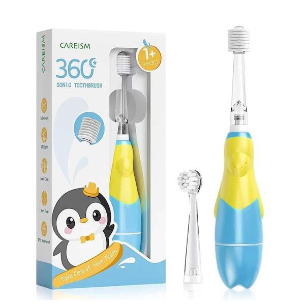 【CAREISM】360兒童電動牙刷-水藍 CAREISM,日本兒童電動牙刷,sonic電動牙刷,聲波電動牙刷,幼童牙刷,替換刷頭,刷頭組,音波震動,360牙刷,杜邦刷毛,