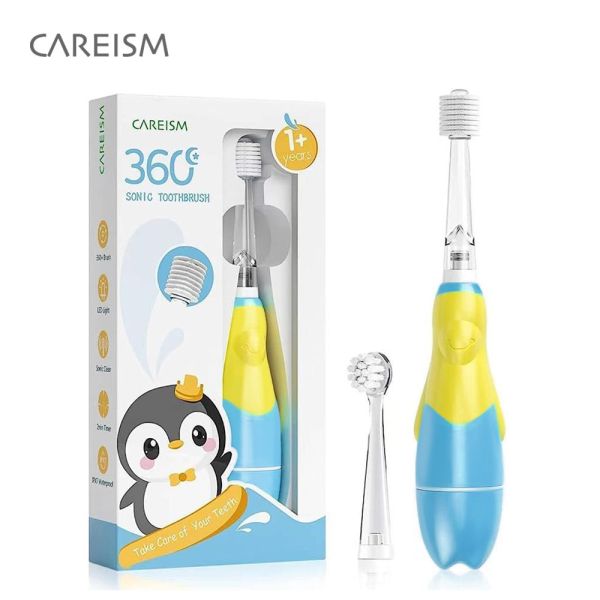 【CAREISM】360兒童電動牙刷-水藍 CAREISM,日本兒童電動牙刷,sonic電動牙刷,聲波電動牙刷,幼童牙刷,替換刷頭,刷頭組,音波震動,360牙刷,杜邦刷毛,
