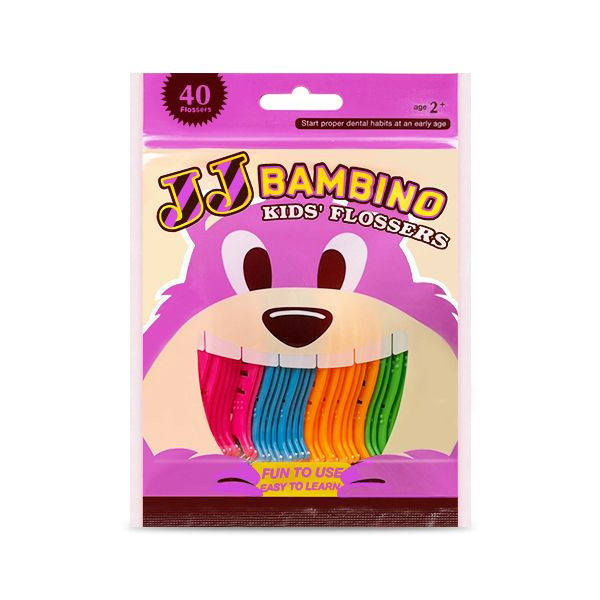 【活動限定】JJ BAMBINO 紫色動物兒童牙線棒40入 (限購一包) 