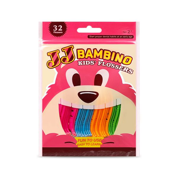 JJ BAMBINO 粉色兒童牙線棒32入/包 