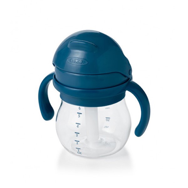 OXO寶寶握吸管杯-海軍藍-150ml(送專用飲嘴替換組)