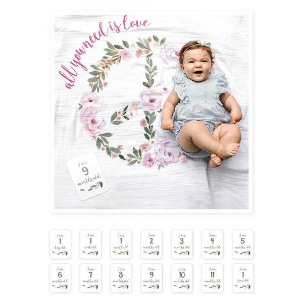 【lulujo】BABY'S FIRST YEAR 包巾卡片禮盒組(花海)